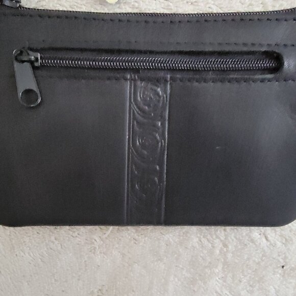 Vintage Cherokee Black Leather Wristlet/Coin Purse w Id Pouch - Picture 3 of 13